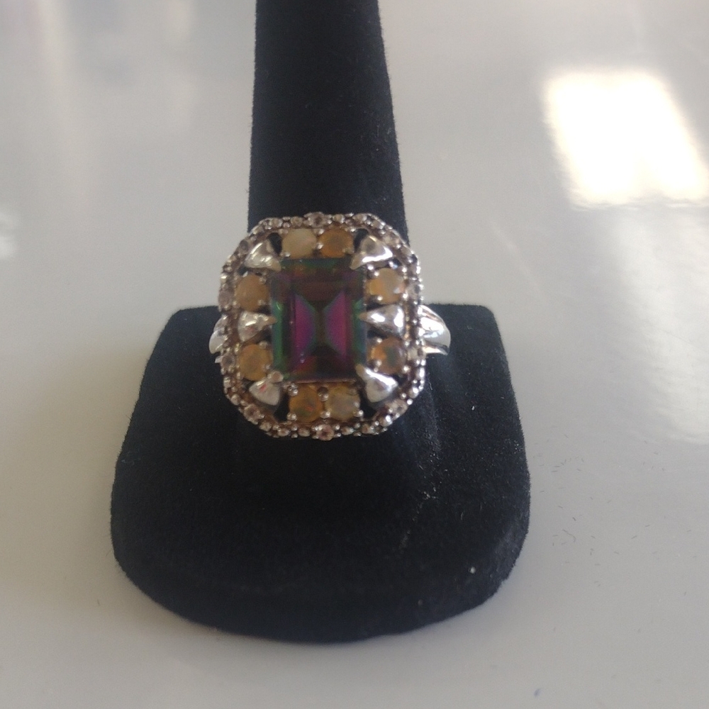 Sterling Silver Elegant Multicolor Gemstone Ring